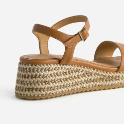 Texto Sandales^Sandale compensée camel COGNAC