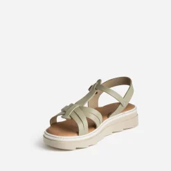 Texto Sandales^Sandale kaki clair en cuir VERT