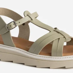 Texto Sandales^Sandale kaki clair en cuir VERT
