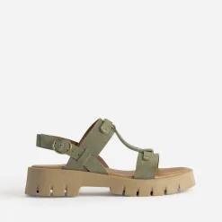 Texto Sandales^Sandale cuir velours semelle crantée KAKI