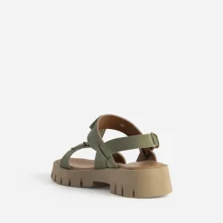 Texto Sandales^Sandale cuir velours semelle crantée KAKI