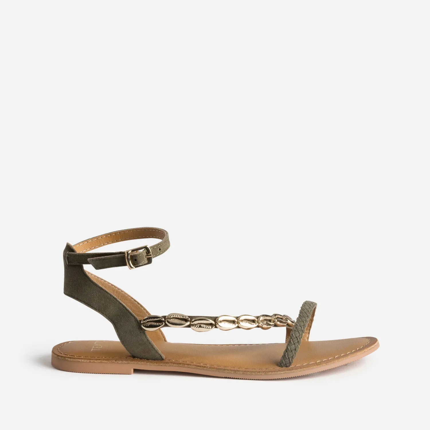 Texto Sandales^Sandale cuir velours éco-conçu KAKI