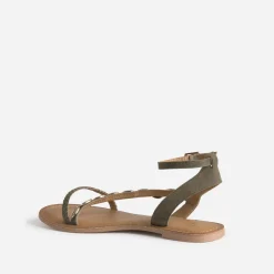 Texto Sandales^Sandale cuir velours éco-conçu KAKI