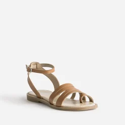 Texto Sandales^Sandale marron en cuir CAMEL