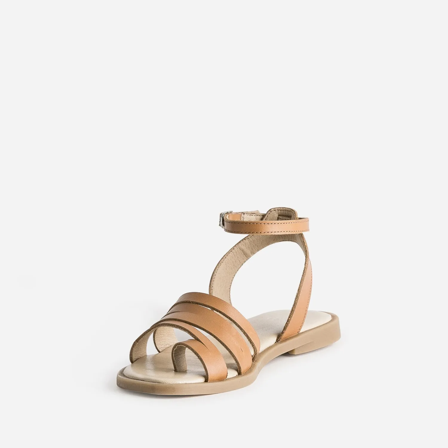 Texto Sandales^Sandale marron en cuir CAMEL