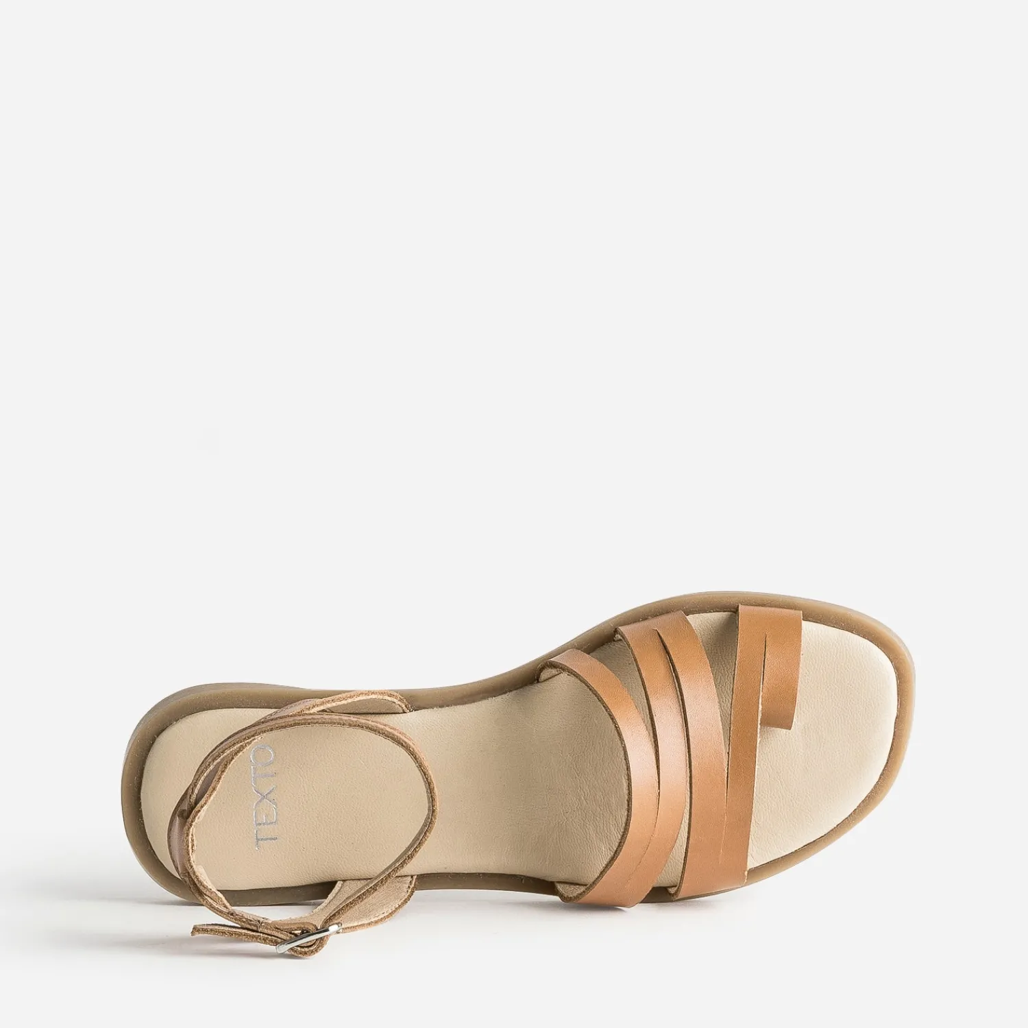 Texto Sandales^Sandale marron en cuir CAMEL