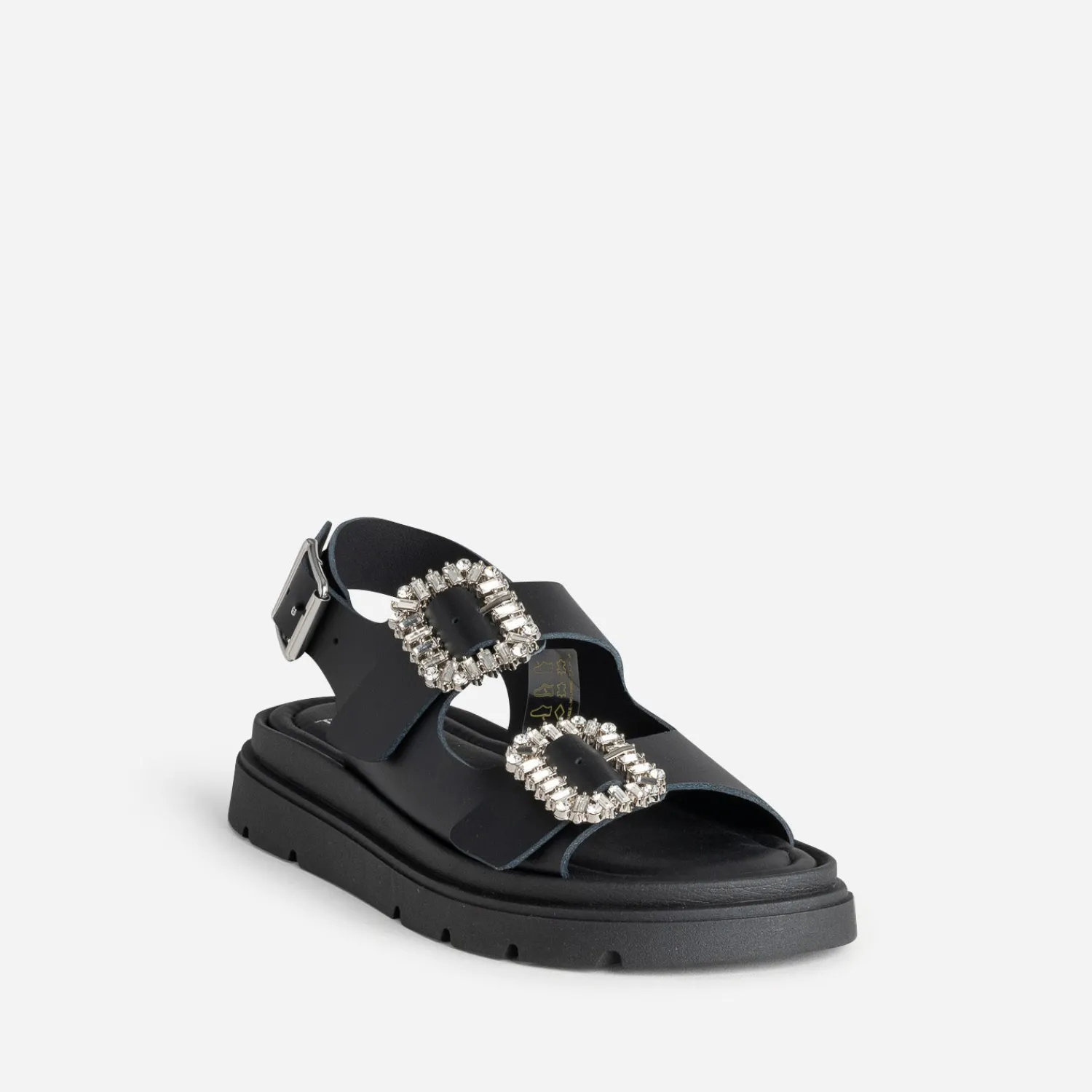 Texto Sandales^Sandale e cuir boucles strass NOIR
