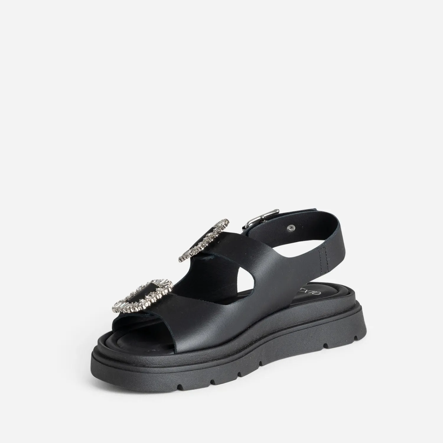 Texto Sandales^Sandale e cuir boucles strass NOIR