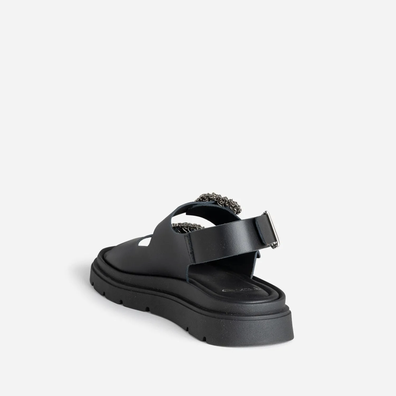 Texto Sandales^Sandale e cuir boucles strass NOIR