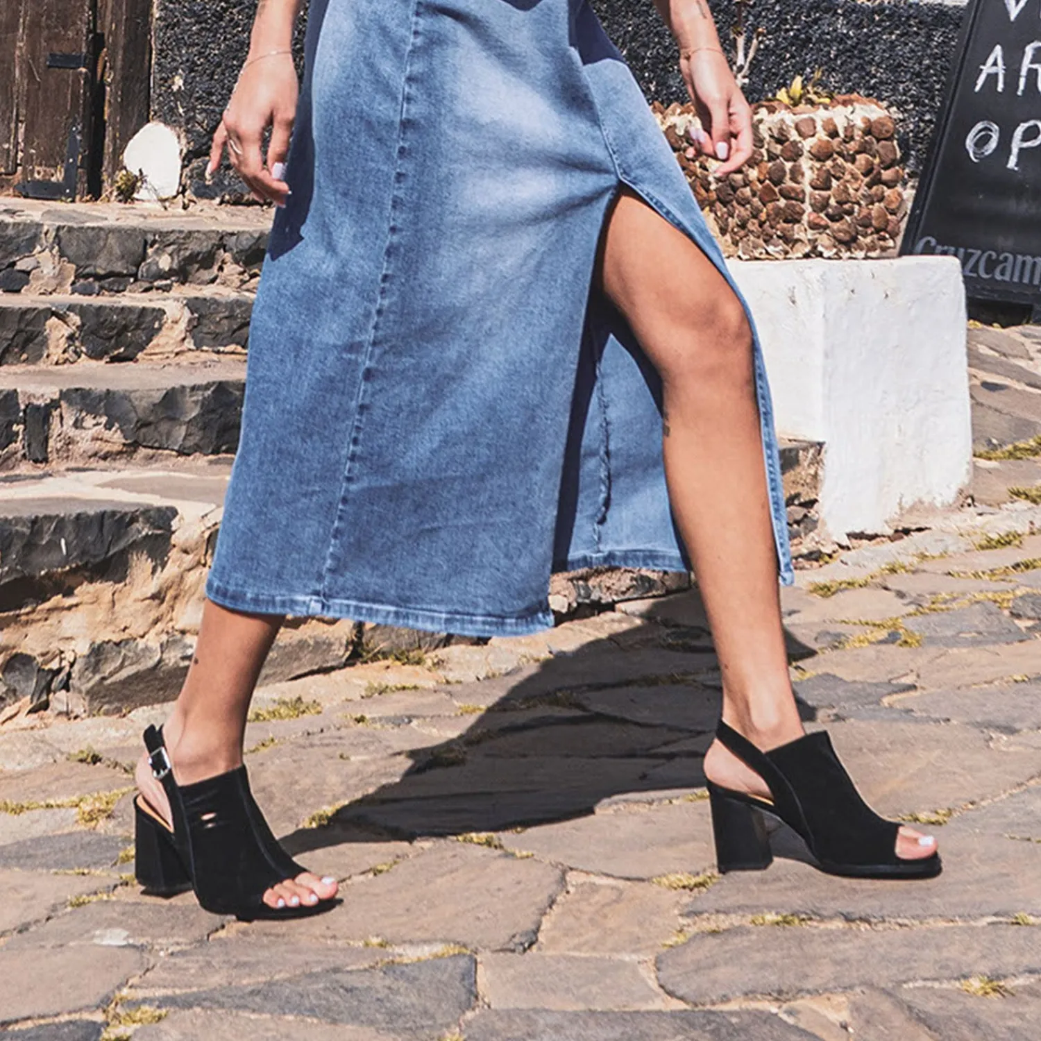 Texto Sandales^Sandale e cuir velours open-toe NOIR