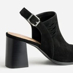 Texto Sandales^Sandale e cuir velours open-toe NOIR
