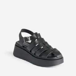 Texto Sandales^Sandale e en cuir semelle plateforme NOIR