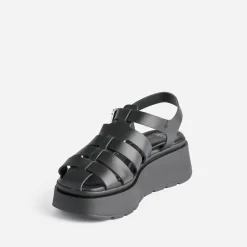 Texto Sandales^Sandale e en cuir semelle plateforme NOIR