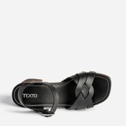 Texto Sandales^Sandale e en cuir NOIR