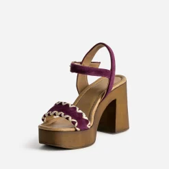 Texto Sandales^Sandale prune en cuir velours brodé VIOLET
