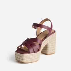 Texto Sandales^Sandale prune en cuir talon corde VIOLET