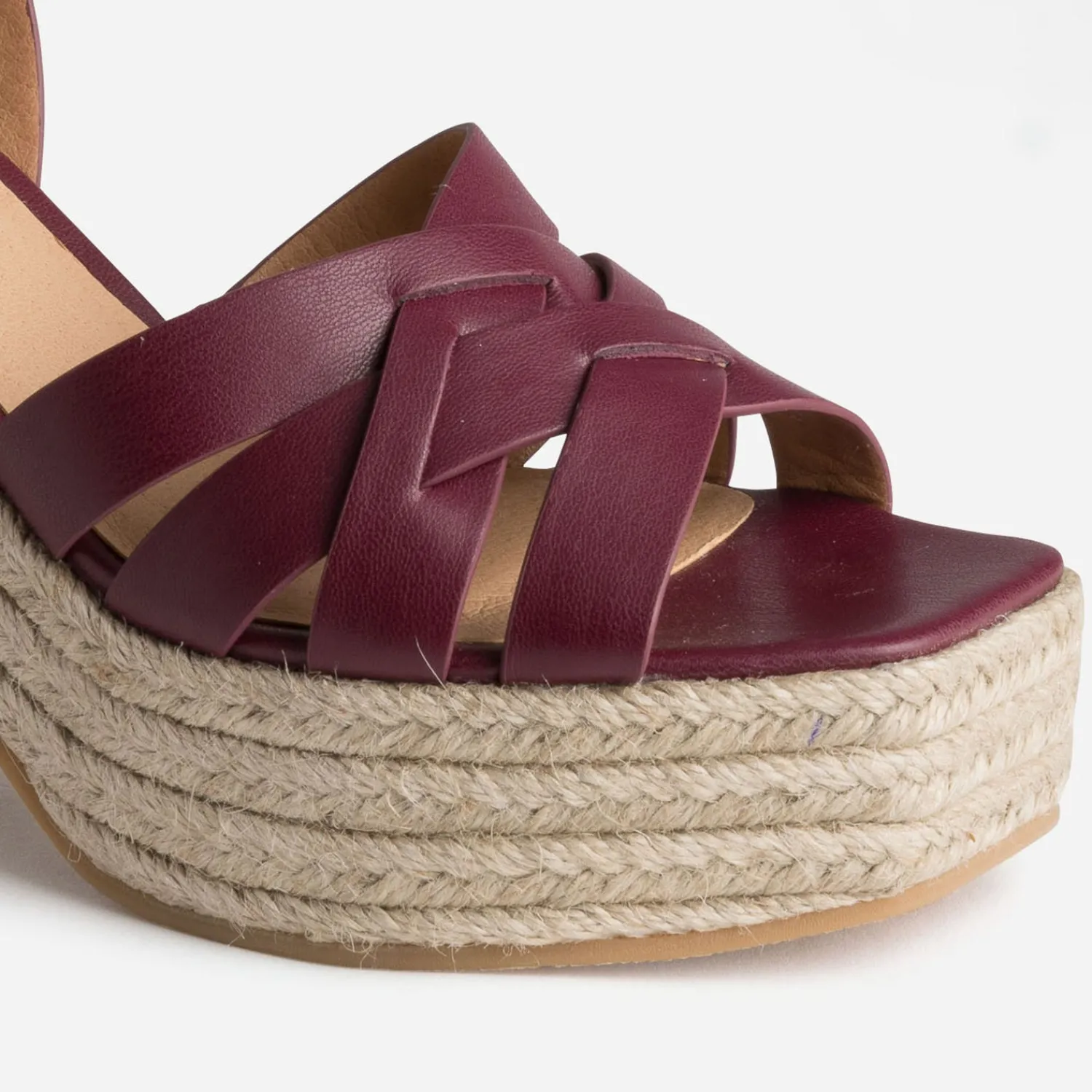 Texto Sandales^Sandale prune en cuir talon corde VIOLET