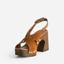 Texto Sandales^Sandale rouille en cuir velours ORANGE