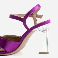 Texto Sandales^Sandale violine satiné à talon flare VIOLET