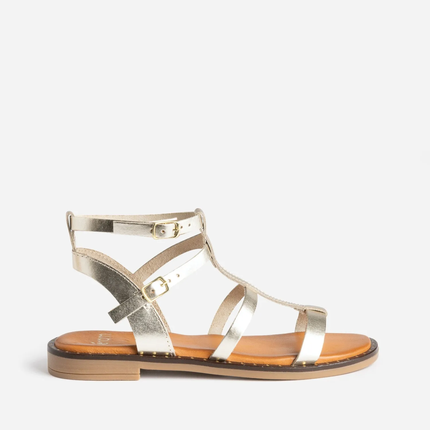 Eram Sandales^Sandale-spartiate camel cuir OR