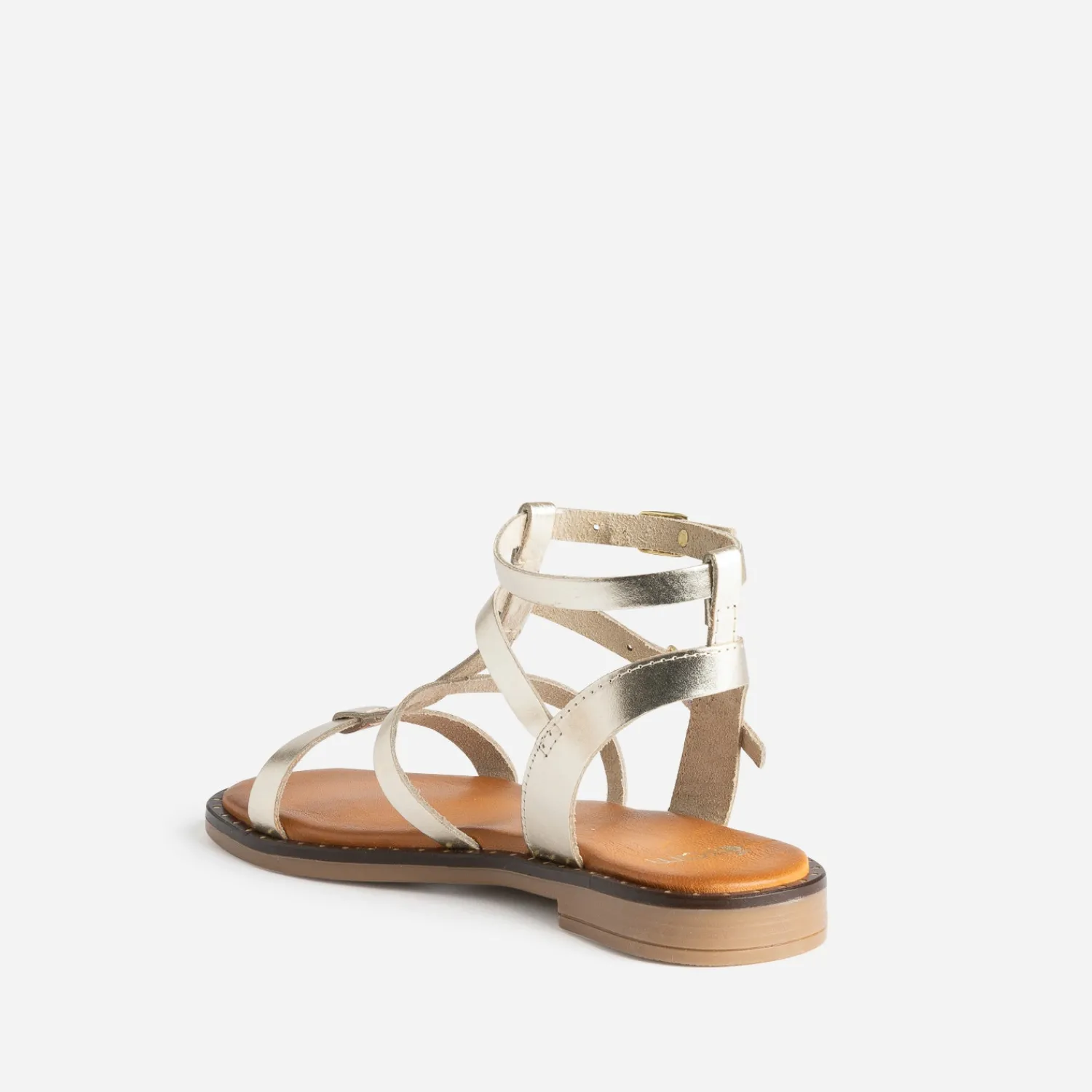Eram Sandales^Sandale-spartiate camel cuir OR