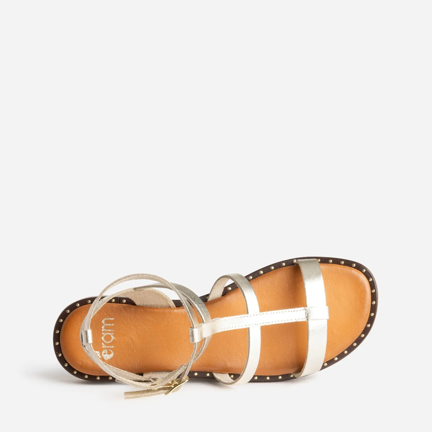 Eram Sandales^Sandale-spartiate camel cuir OR
