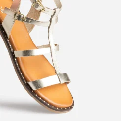 Eram Sandales^Sandale-spartiate camel cuir OR