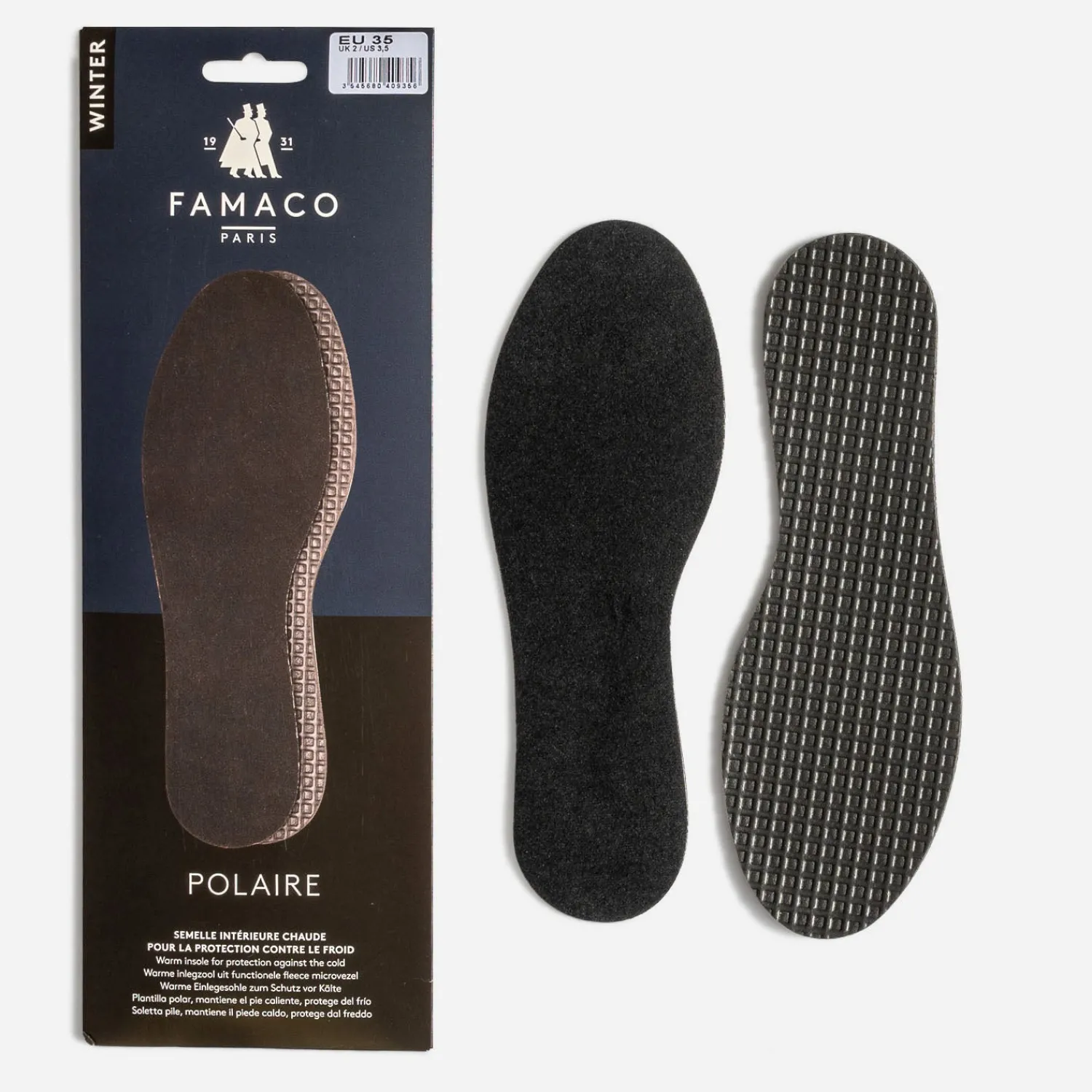 8442 Produits Entretien|Produits Entretien^Semelles FAMACO noires contre le froid BLANC