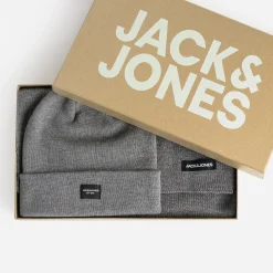Jack & Jones Echarpes & Foulards|Accessoires^Set bonnet et écharpe JACK&JONES tricot GRIS