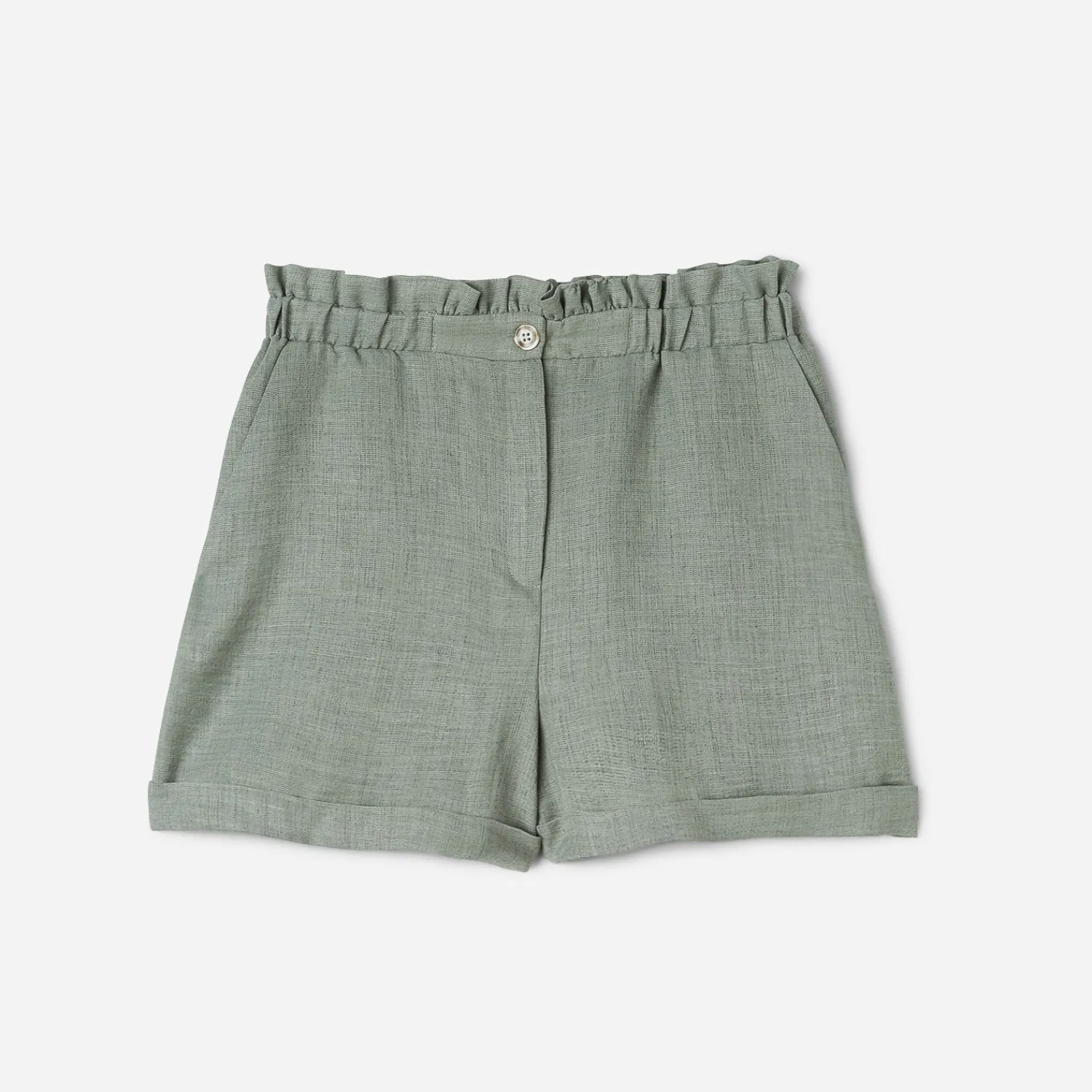 Texto Shorts^Short vert sauge taille haute KAKI