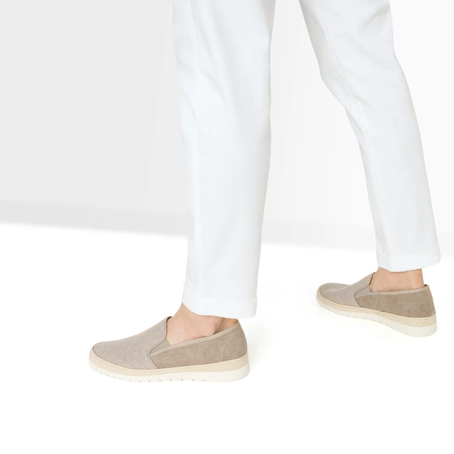 Eram Espadrilles^Slip-on en toile bi-matière BEIGE