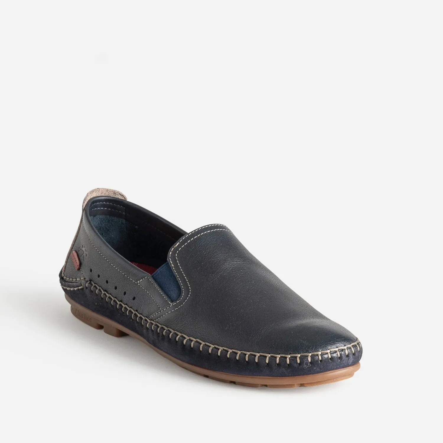 Fluchos Mocassins^Slip-on bleu cuir MARINE