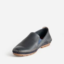 Fluchos Mocassins^Slip-on bleu cuir MARINE