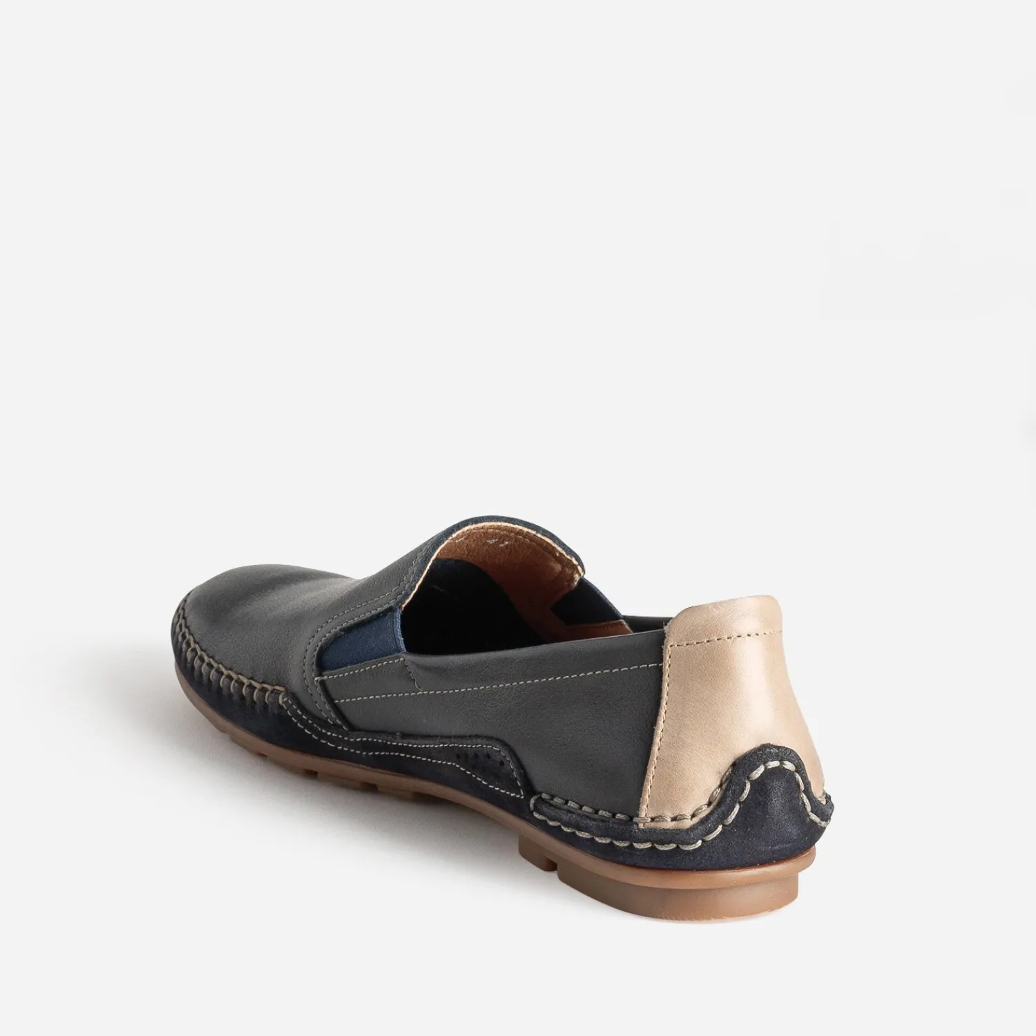 Fluchos Mocassins^Slip-on bleu cuir MARINE