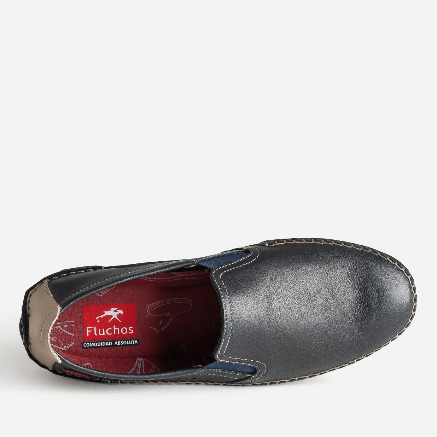 Fluchos Mocassins^Slip-on bleu cuir MARINE