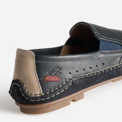 Fluchos Mocassins^Slip-on bleu cuir MARINE