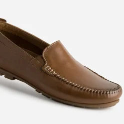 FRANCE ARNO Mocassins^Slip-on cuir COGNAC