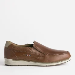FRANCE ARNO Chaussures De Ville^Slip-on en cuir COGNAC