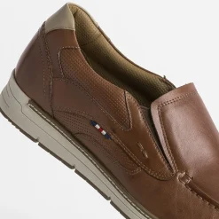 FRANCE ARNO Chaussures De Ville^Slip-on en cuir COGNAC