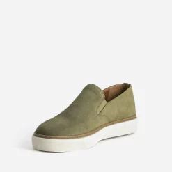 Eram Baskets/Tennis^Slip-on éco-conçu en cuir velours KAKI
