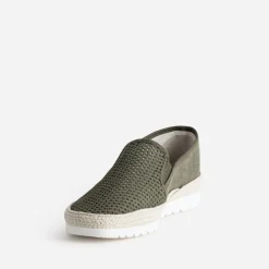 Eram Nu-Pieds/Sandales^Slip-on en toile bi-matière KAKI