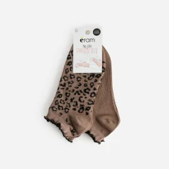 Eram Chaussettes & Collants^Socquettes marron finitions bourdon TAUPE