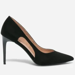 Texto Escarpins^Stiletto suédé à talon verni NOIR