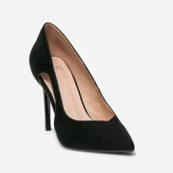 Texto Escarpins^Stiletto suédé à talon verni NOIR