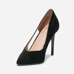Texto Escarpins^Stiletto suédé à talon verni NOIR