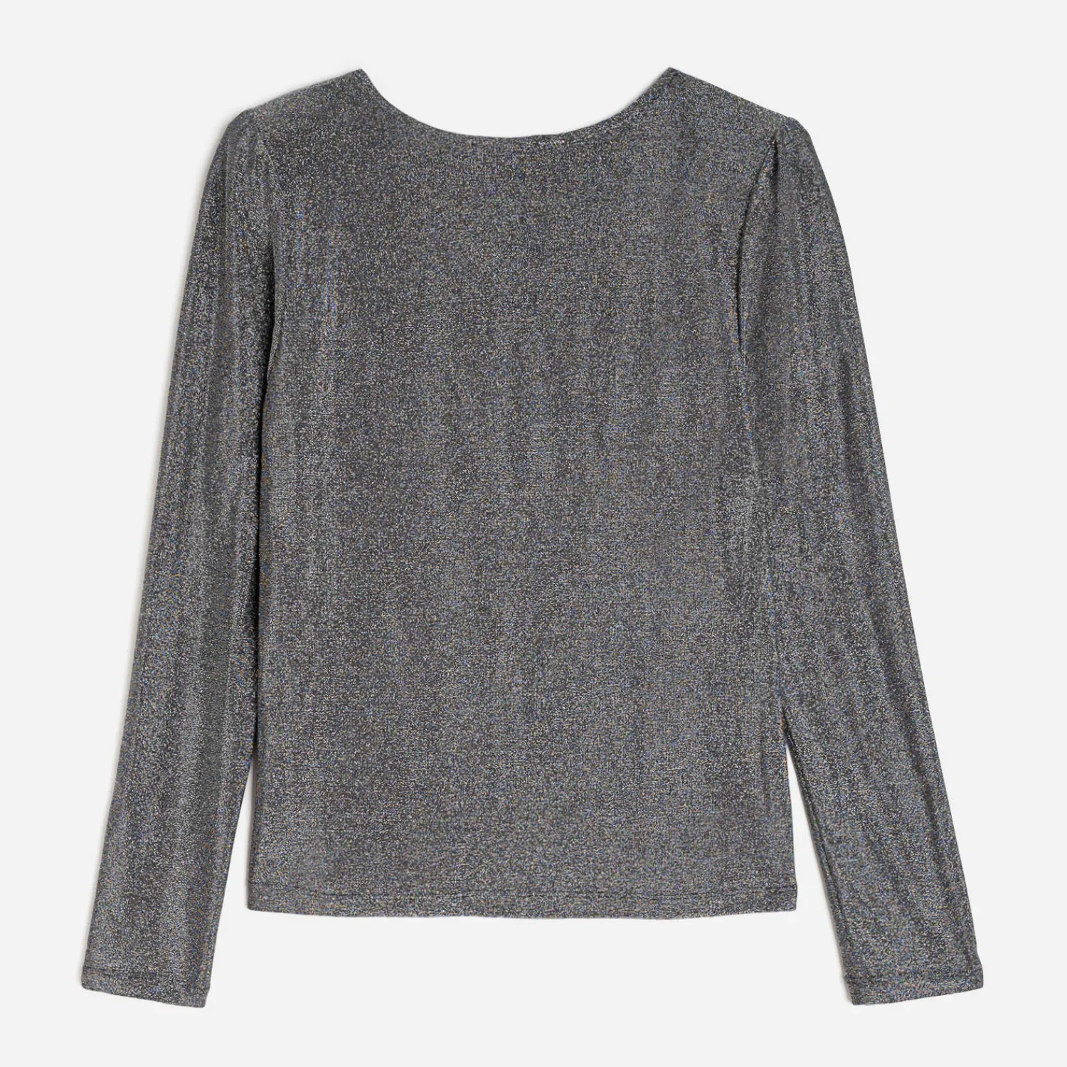 Texto Pulls^Tee-shirt gris métallisé à épaulettes ARGENT