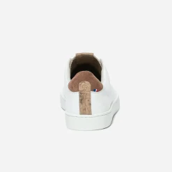 Eram Baskets^Tennis 1927 he et camel femme en cuir éco-conçu BLANC
