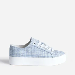 Texto Baskets^Tennis à plateforme e effet tweed BLEU
