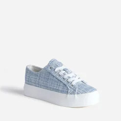 Texto Baskets^Tennis à plateforme e effet tweed BLEU