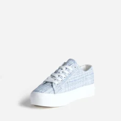 Texto Baskets^Tennis à plateforme e effet tweed BLEU